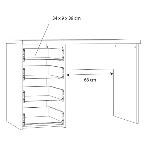 Białe biurko 110x60 cm z 4 szufladami